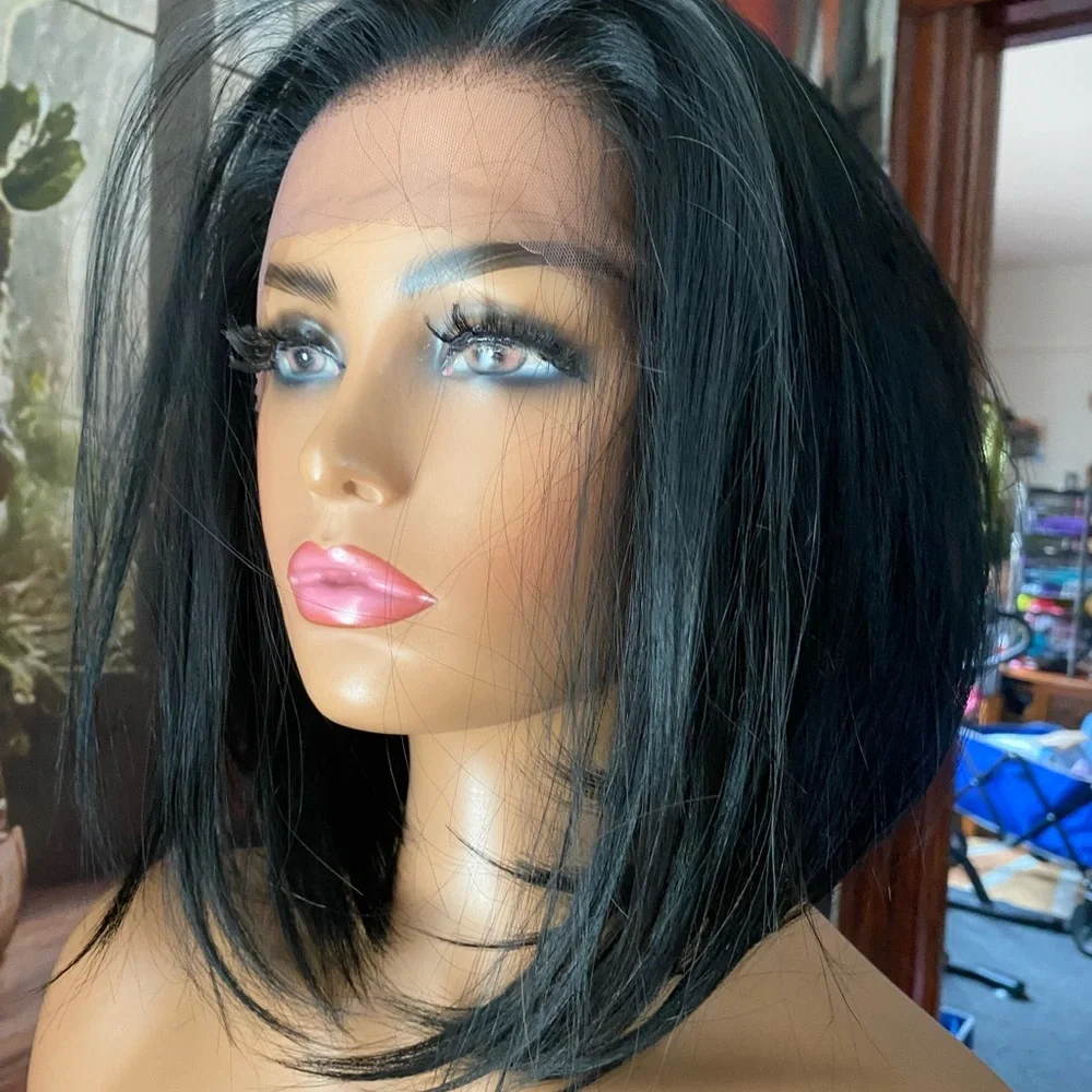 NEW! Free part Lace Front Wig - black angled bob